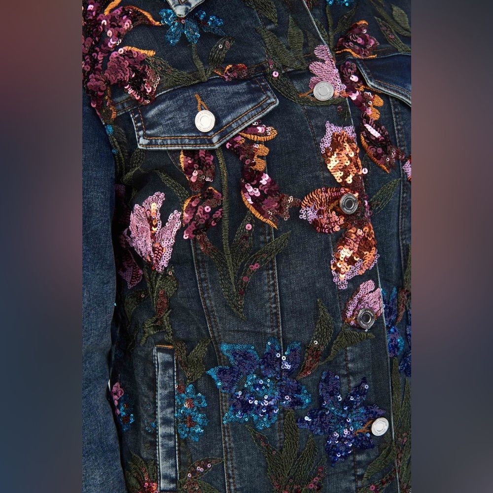 JOSEPH RIBKOFF Sequin Denim Jacket - Picture 9 of 12